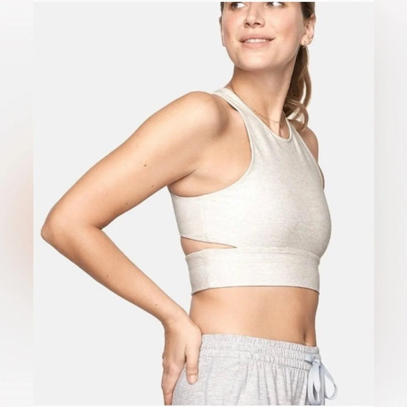 OUTDOOR VOICES Slashback Crop Top, Size Medium, Oatmeal, Great Condition - Picture 1 of 6